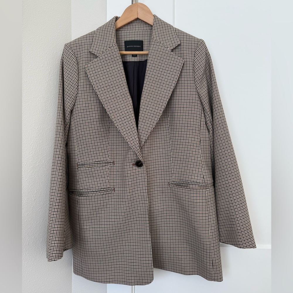 Banana Republic Brown and Cream Blazer Relaxed Fit